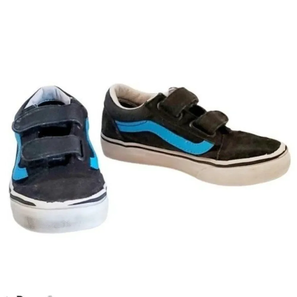 Vans SNEAKERS Kids Shoes Old Skool V Skate Black Blue KIDS YOUTH 13